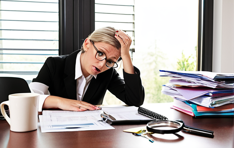 Auditing Coverage - The Overwhelmed Desk**
* **Prompt:** A cluttered desk with stacks of insurance policies (home, auto, health) overflowing onto the surface. A magnifying glass rests on top of one policy. A stressed-looking individual sits at the desk, holding a half-empty coffee mug. The overall mood is slightly chaotic but focused, representing the effort of auditing insurance coverage.
* **Style:** Realistic, slightly humorous.
* **Details:** Bright daylight coming from a window. Modern office supplies scattered around. Focus on the insurance policies and the magnifying glass.
**