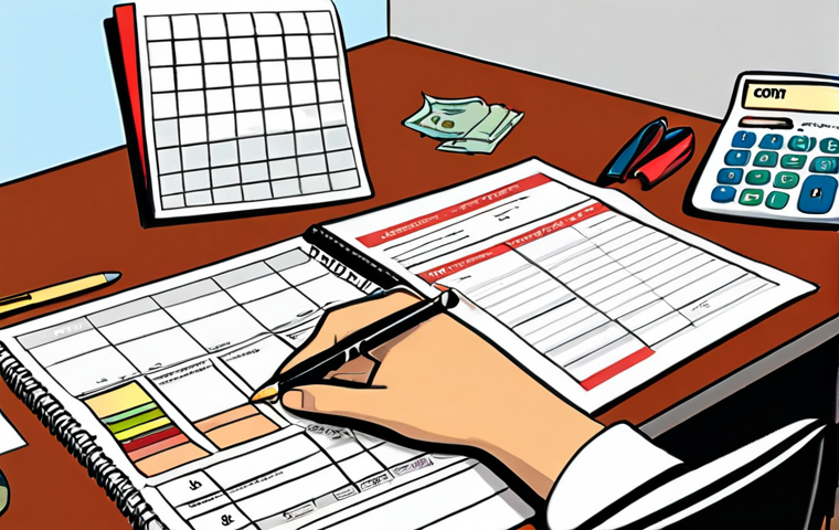 **Prompt:** Illustration of a person meticulously organizing various insurance policy documents (auto, home, life, health) on a desk, using color-coded folders and labels, with a calculator and a financial planning notebook nearby. Emphasize a sense of control and informed decision-making. Style: Clean, modern vector illustration.
