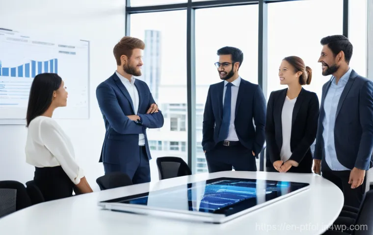 보험 포트폴리오 최적화 도구 사용 가이드 - **Prompt:** A diverse group of young adults, aged 25-35, are gathered around a modern, minimalistic ...