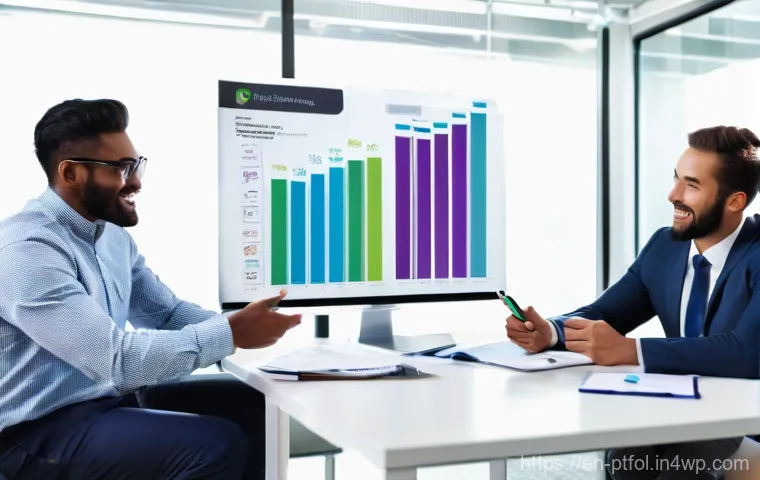 보험 포트폴리오의 성과를 측정하는 방법 - **Prompt:** A young adult, dressed in smart casual attire (e.g., a button-down shirt and slacks or a...