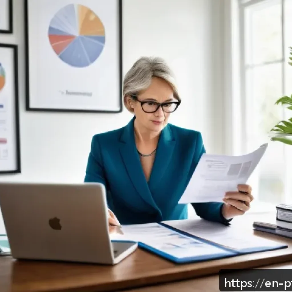 보험 포트폴리오 최적화에 필요한 체크포인트 - A detailed modern home office scene showing a middle-aged professional woman reviewing insurance doc...