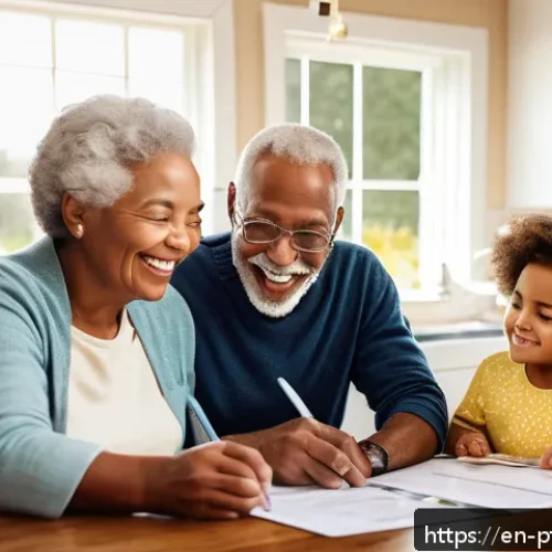 Home 31 위험 분산을 위한 보험 상품 조합 방법 - A diverse family sitting around a kitchen table reviewing insurance documents together in a cozy sub...